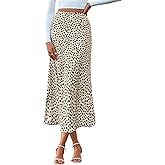 BTFBM Satin Skirts for Women Trendy Spring Summer 2026 High Waisted Leopard Print Cocktail Wedding Long Silk Midi Skirt