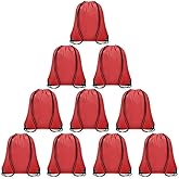 Grneric 10Pcs Drawstring Backpack Bulk Cinch Bag, Drawstring Bags Polyester for Gym Sports Beach Party Trip (Red)