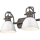 Duncan 2-Light Bath Vanity in Rubbed Bronze with White