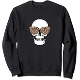 Skull with Cheetah Print Sunglasses, Leopard Skull, Skull Sweatshirt