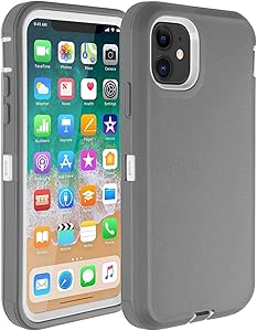 Co-Goldguard Case for iPhone 11,Heavy Duty Durable Hard Cover [No Screen Protector] Full Coverage 3 in 1 Reinforced Dust-Proof Shockproof Scratch Resistant Shell Fit for iPhone 11 6.1”,Grey&White