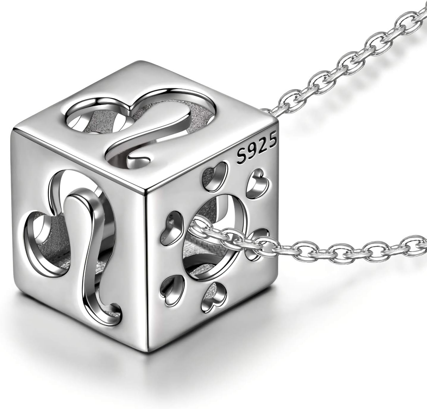 Gifts for Her Valentines Day 925 Sterling Silver Necklaces Astrology 12 Constellation Sign Hollow Cubic Pendant Horoscope Zodiac Necklaces with Jewelry Box 17.5"+ 2.0"