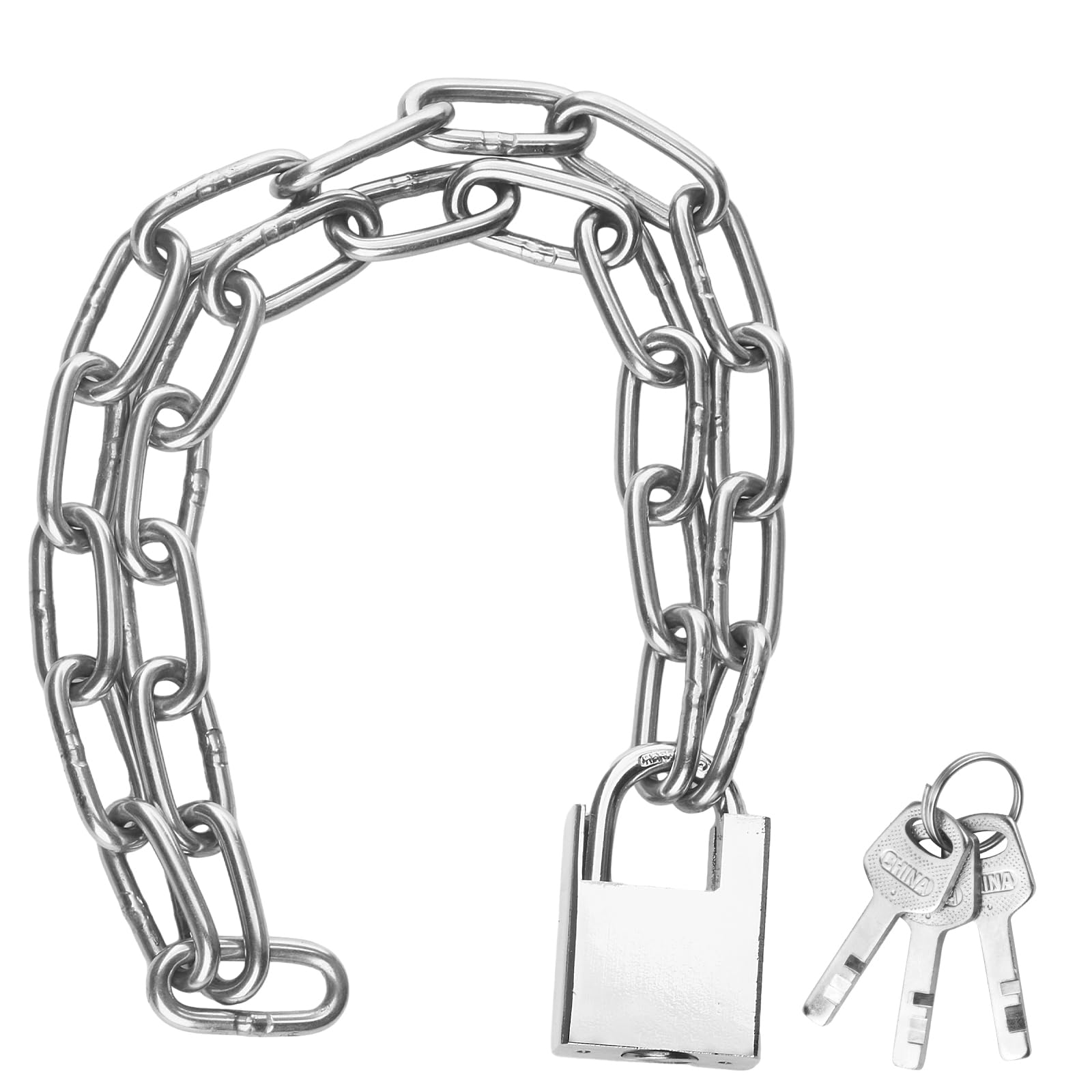 304 Stainless Steel Chain Link, 5mm x 80cm Heavy Duty Chain Links, Motorbike Lock with Padlock, High Security Chain, Bike Locks Chains for Motorbike Bicycle Scooter Lock