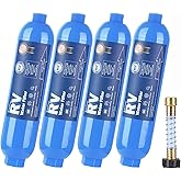 SheeChung RV Water Filter 4 Pack with Flexible Hose Protector, NSF Certified, Inline Hose Water Filter for RV, Boat, Campsite – Reduces Odors, Bad Taste, Chlorine, Rust