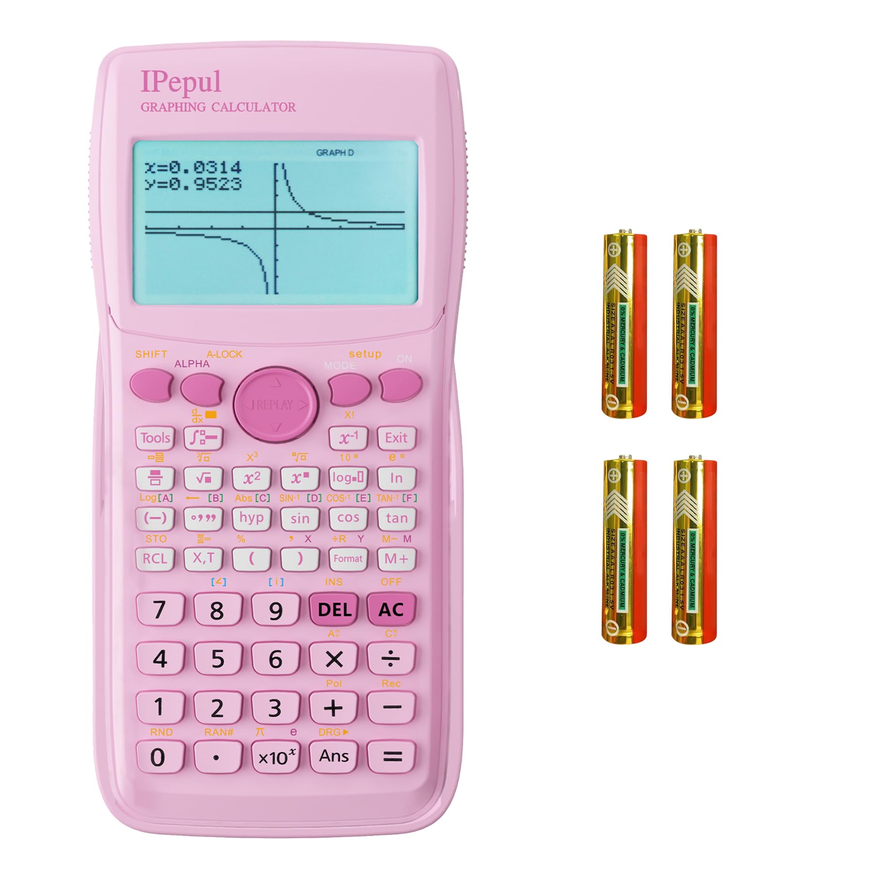 Photo 1 of Graphing Calculator,IPepul Scientific Calculators 10 Modes /4 Graphing Functions,Desktop Math Calculator for College Students,School Supplies for Middle High School Teachers Office?Pink?