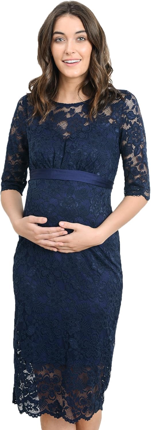 Hello MIZ Women's Baby Shower Floral Lace Maternity Dress at  Women’s Clothing store
