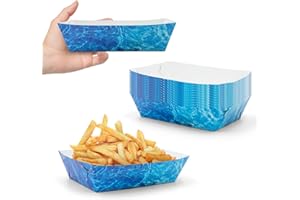 Bacsboo 50 Packs Ocean Wave Paper Food Trays Ocean Wave Birthday Party Supplies Ocean Sea Themed Nacho Trays Paperboard Tray Ocean Sea Hot Dog Trays
