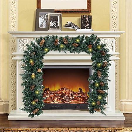 Amazon Elfishjp クリスマス 飾り ガーランド クリスマスリース モール ライト付き 電池式 クリスマスボール クリスマスツリー 飾り おしゃれ オーナメント クリスマスガーランド クリスマス用品 玄関 ドア 窓 パーティー装飾藤 松ぼっくり付き ガーランド おもちゃ