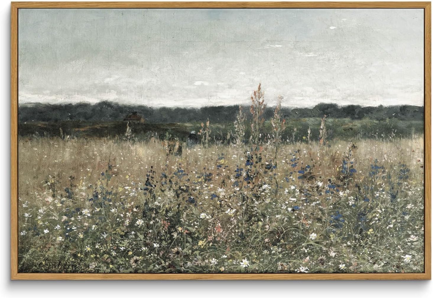 Wall Décor - WITCOLOR Framed Large Canvas Wall Art, 16×24in Vintage Wall Art Decor for Living Room Retro Nature Floral Wood Wall Art Prints Classical Flower Painting for Bedroom Office Home Decoration