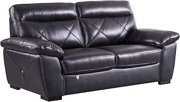 Amazon Com American Eagle Furniture Modern Contemporary Italian Leather Upholstered Living Room Loveseat 72 Black Kitchen Dining
