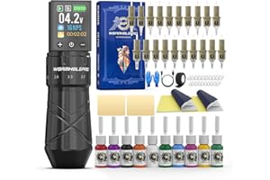 WORMHOLE PRO Tattoo Gun Tattoo Kit with 2,300 mAh Capacity Battery, 5 Adjustable Stroke, Normal/Jump-Start/Dot Working Mode, 