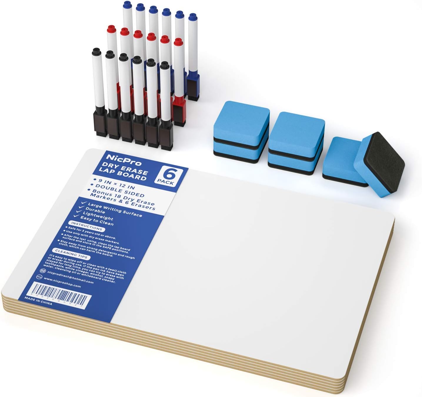 Nicpro 6 Pack Dry Erase Mini Whiteboard A4 - Image 3