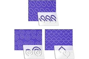Kapyoo 3Pcs Free Motion Quilting Rulers and Templates Set Quilting Templates for Machine Quilting Supplies Stencils with Non-Slip Grips (Series C)