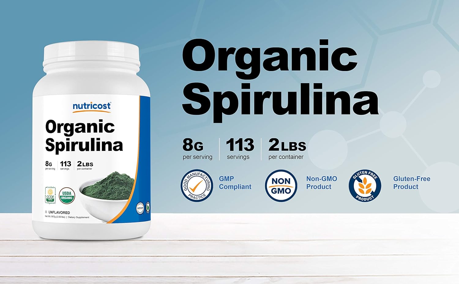 Nutricost Organic Spirulina Powder 2 Pounds - Pure, Certified Organic Spirulina: Health & Personal Care