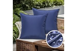 SUSIE'S GARDEN Outdoor Waterproof Throw Pillow Covers 18x18 Set of 2 Decorative Navy Patio Furniture Cushion Covers Outside Decor for Couch Garden Bench Tent Balcony Sofa