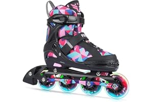 FIHUNY Adjustable Inline Skates for Kids and Adults with Light Up Wheels,Roller Skates for Girls and Boys,Women