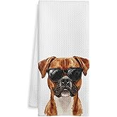WOTYPU Funny Boxer Dog Gifrs Kitchen Towels, Boxer Dog Gifts for Women Men Dish Tea Towels, Dogs Lover Mom Dad Gifts Decorative Hand Towel for Bathroom, 16x24 Inch