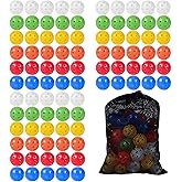 KISEER 90 Pack Colorful Plastic Practice Golf Balls Airflow Hollow Training Golf Balls with Nylon Mesh Bags for Driving Range, Swing Practice, Outdoor or Home Use