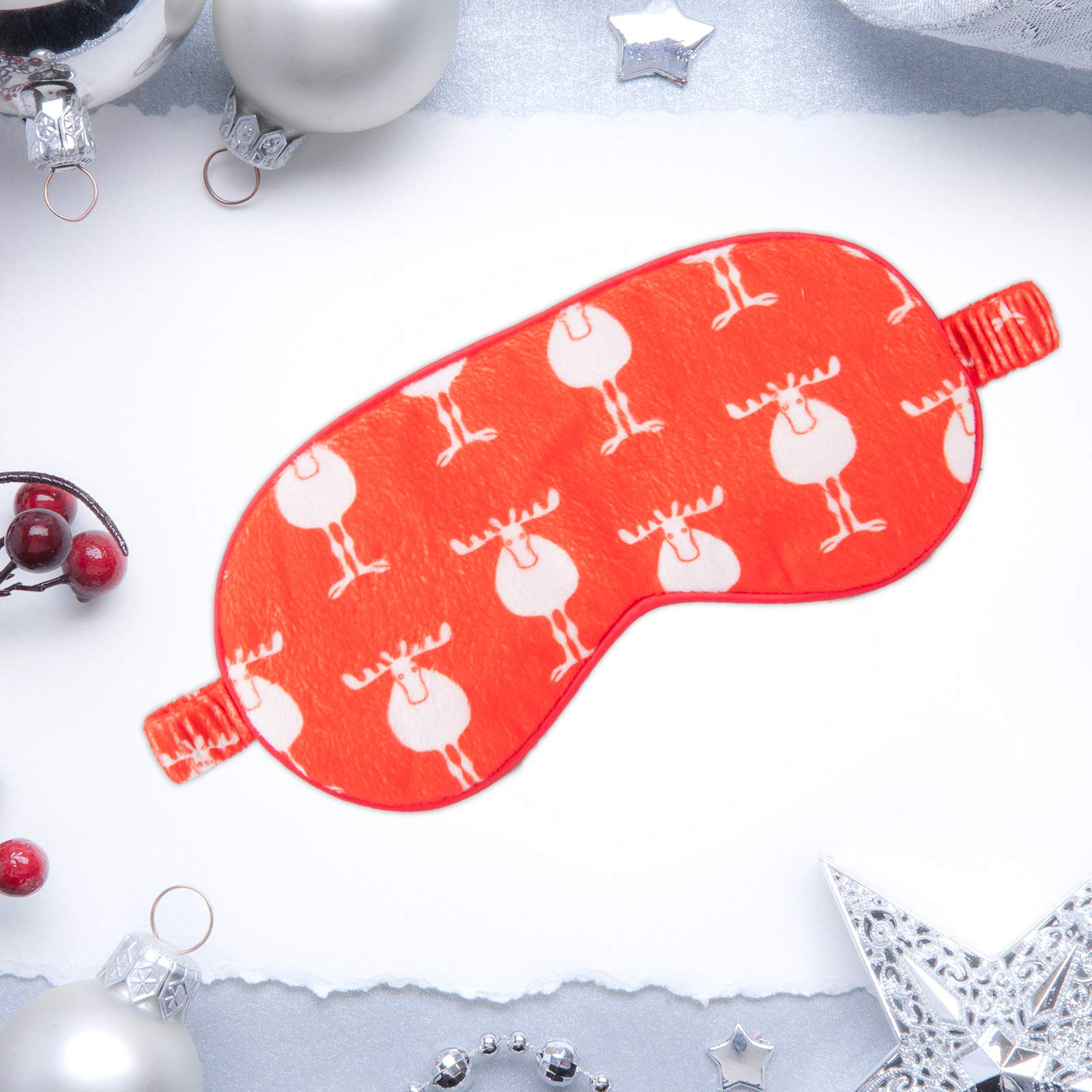 Moonen Christmas Gift Sleep Mask Eye Shade Santa Deer Soft for Women and Men with Adjustable Strap Super-Smooth Blocks Light Suitable for Travel Nap and Deep Sleep (Red)