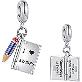 MiiFort Openable Knowledge is Power I Love Reading Book Pencil Charm Compatible with Pandora Charms Bracelets Graduation Gift for Daughter Sister Granddaughter Birthday