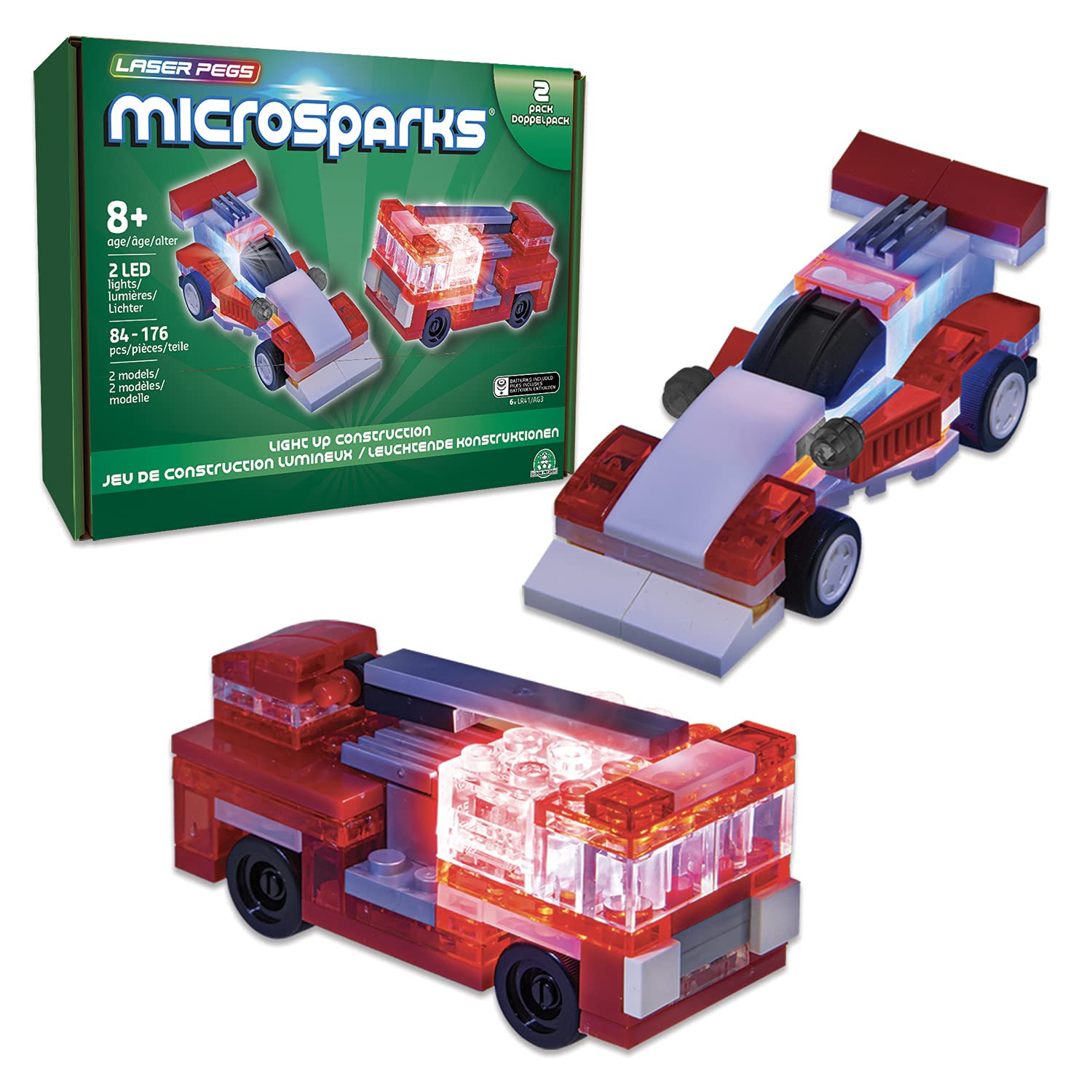 Laser Pegs, LAM02 Double Pack, Building, Light Brick, Toy for Children from 8 Years