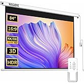 WASJOYE Motorized Projector Screen, 8K Projection Screen Pull Down, Dual-Side Power Supply, Wall Ceiling Mounted Projecteur S