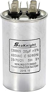 BlueCatELE 20 MFD uF Motor Run Capacitor Well Pump Run Capacitor CBB65 Single Round Capacitor