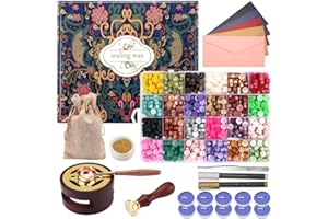 CHUHUAYUAN Wax Seal Stamp Kit with Gift Box, 24 Colors and 624 Pcs Wax Seal Beads with Wax Seal Stamp, Sealing Wax Warmer, Wa