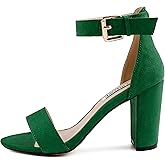 JOY IN LOVE Womens 3.5" Chunky Block High Heels Ankle Strap Heeled Sandals