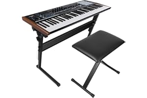 Kuyal On Stage Z-Shape Adjustable keyboards Stand with Piano Benches-Black(Z-Shape)