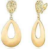 OCCFAE Metal Clip On Earrings for Women Non Pierced Dangle Drop Earrings Multiple Styles