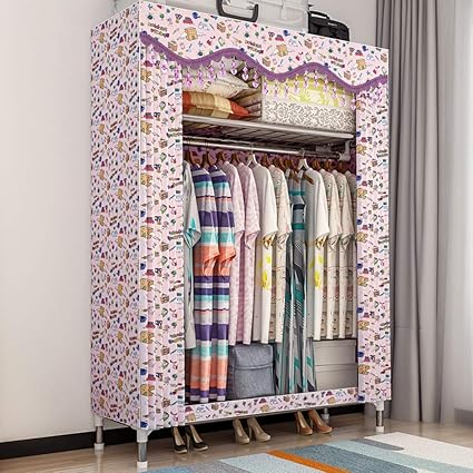 Armoire De Chambre Adulte Armoire De Rangement Tissu Penderie Style De Rideau Armoire De Rangement Pliable 80x46x168cm Penderie Dressing Textile En Tissu Intisse Avec Fermeture A Glissiere Placard E Amazon Fr Cuisine Maison
