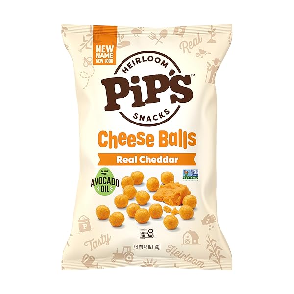 HEIRLOOM CHEDDAR CHEESE BALLS BY PIPCORN, 4.5 OZ