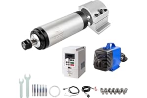 ZHONG HUA JIANG CNC Spindle Motor Kits, 220V 2.2KW 80mm Water Cooled Spindle Motor CNC motor +220V 2.2KW VFD+Clamp Mount +Water Pump+ Water pipe+ER20 Collet set + Drill bits+ wires+wrenches for CNC Router Machine