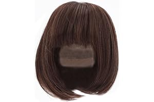 BJD Wig Doll Wig Soft Fiber Shoulder Length Straight Bang for 1/3 Dress Up Doll Making Supplies 21-24cm BJD (Dark Brown)