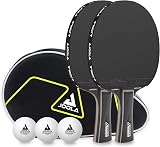 JOOLA Black Duo Pro Table Tennis Set – 2 Match Pro Bats, 3 Balls & Case