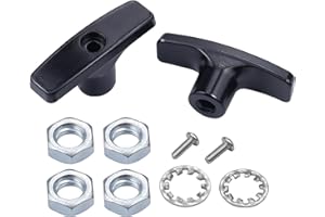 Bolaxin 2 PCS Metal RV Waste Valve Handle Kits, with 4 Nuts 2 Screws 2 Gaskets, Replacement for Waste Valve Extension Rod, RV Sewer Valve Handle Replacement Set(Black)