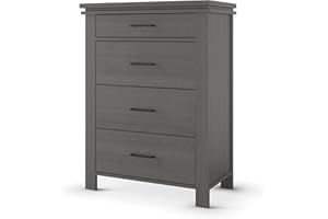 Child Craft Denman 4 Drawer Chest for Nursery or Bedroom, Plenty of Storage, Anti-Tip Kit Included to Prevent Tipping, Non-Toxic, Baby Safe Finish (Midnight Gray)