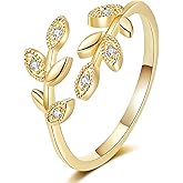Poemmoon Gold Rings for Women Non Tarnish, 18K Gold Plated Trendy Stackable Gold Rings, Adjustable Open Statement Rings with Cubic Zirconia