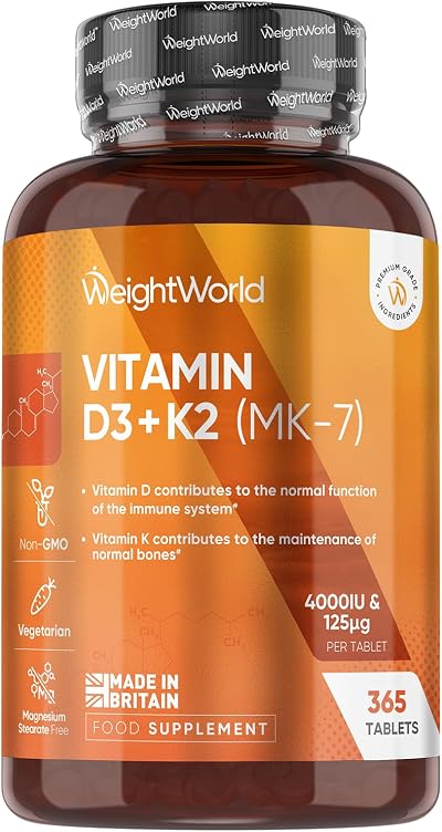 WeightWorld Vitamin D3 4000IU & K2 125μg 365 Tablets Vitamin D3 K2