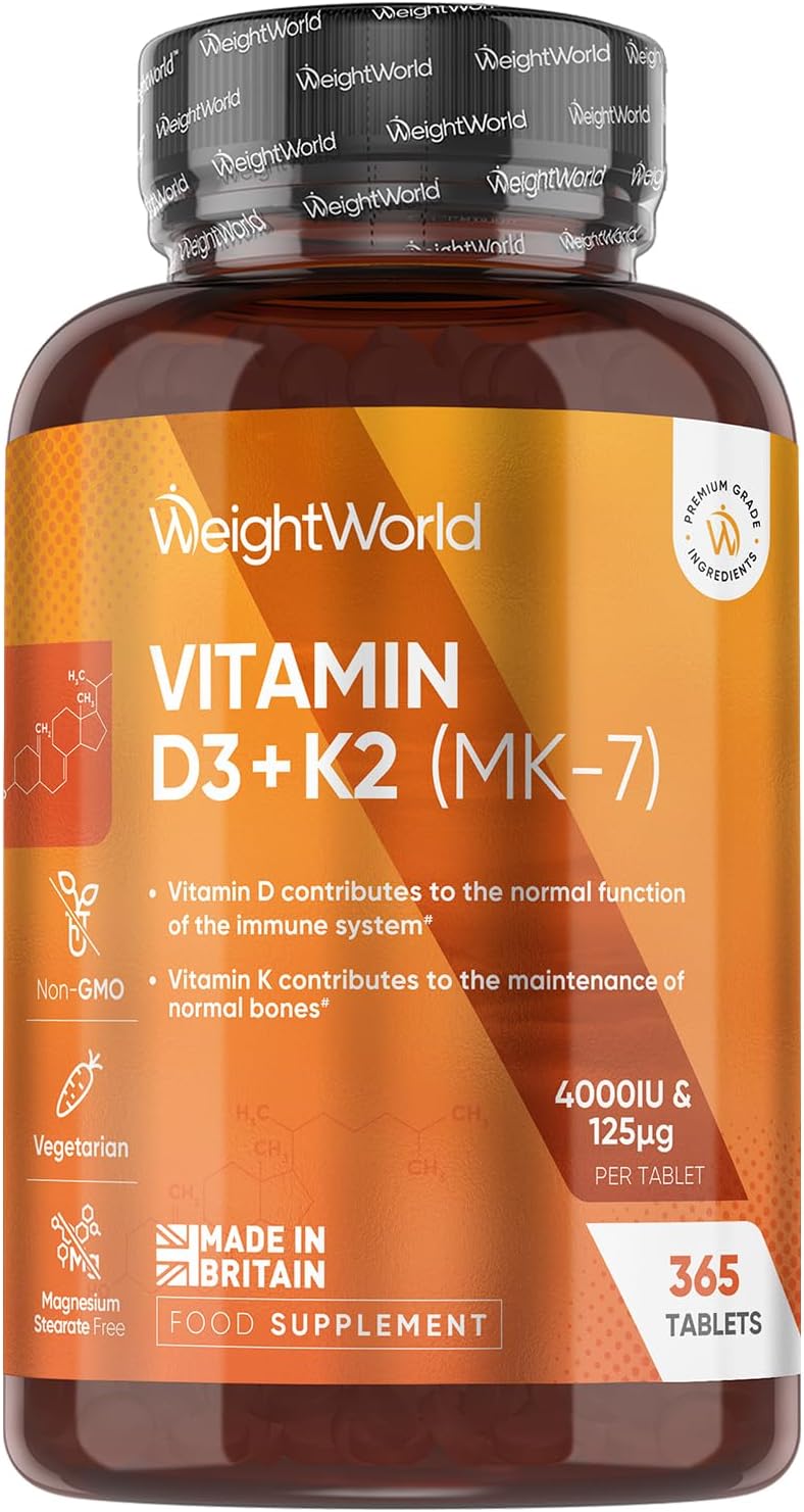 WeightWorld Vitamin D3 4000IU & K2 125μg 365 Tablets Vitamin D3 K2