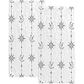 Hapuxt Hand Bath Towels for Bathroom Set of 2 Grey White Celestial Moon Star Shower Towel Water Absorbent Soft Microfiber Face Body Towel Kitchen Gym Spa Salon 30x15Inches