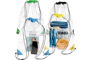 MAQIHAN 4PCS Clear Drawstring Bags - Clear Backpack Stadium Drawstring Bag for Women and Men Waterproof Pvc Backpack for Stad