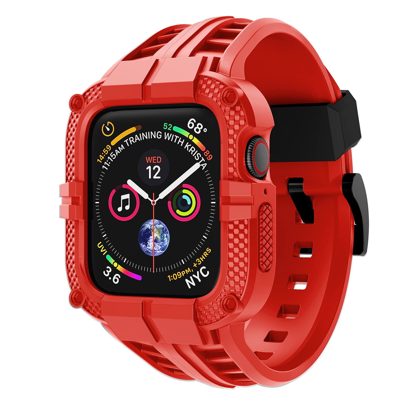Photo 1 of T-ENGINE Rugged Watch band Compatible with Apple Watch Series 9 Band for 45mm 44mm 42mm SE 9/8/7/6/5/4/3 for Men (45mm/44mm/42mm, Red)