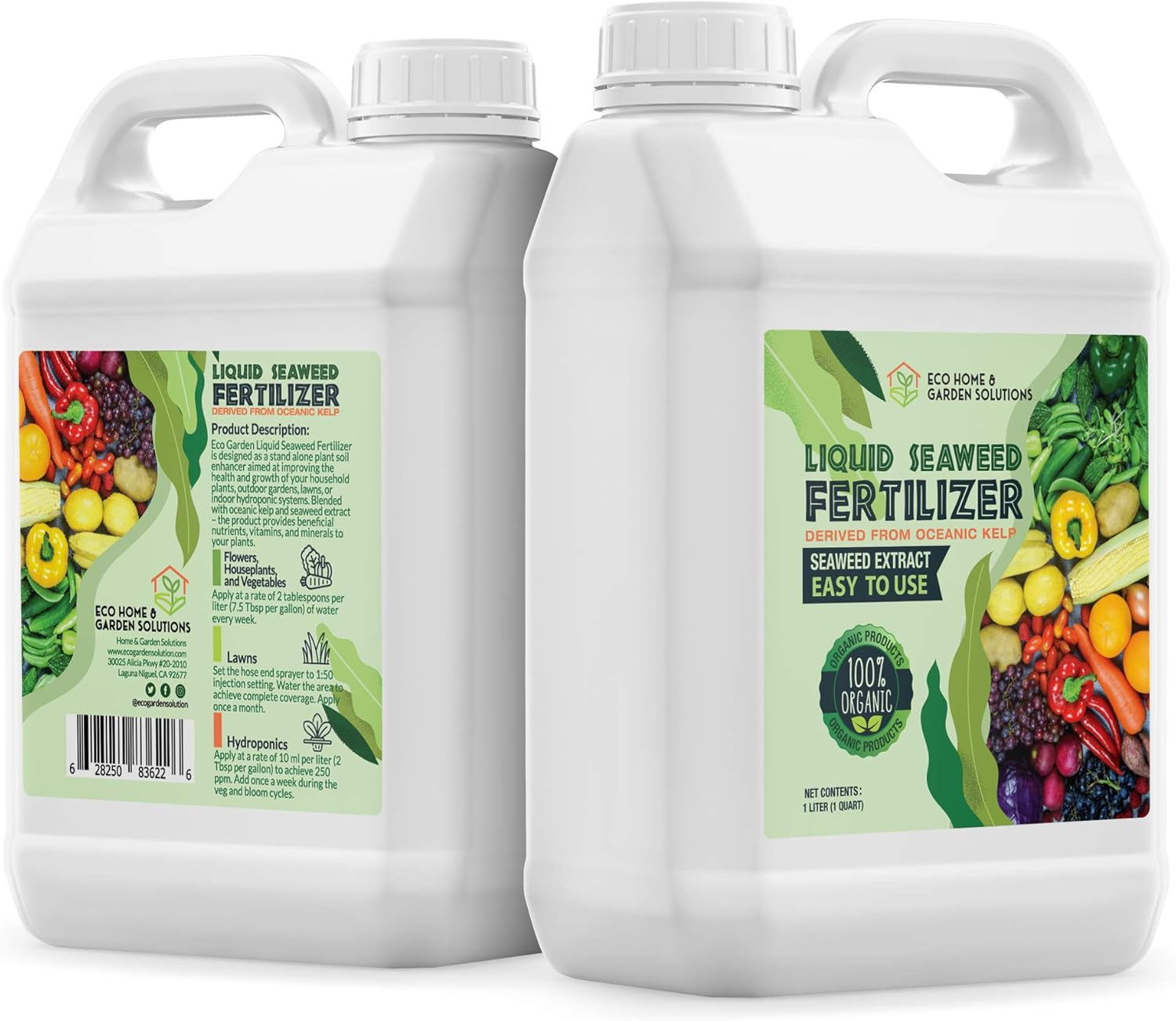 Amazon Com Eco Home Garden Indoor Plant Fertilizer Organic Indoor Plant Food Made From Liquid Kelp Seaweed Extract Great Vegetable Liquid Fertilizer House Plant Fertilizer Indoor 1 Liter