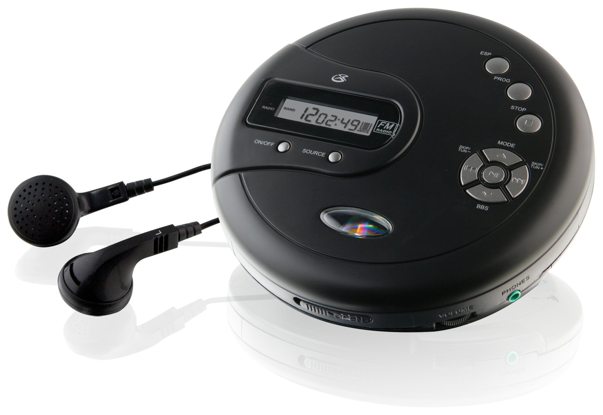 GPX PC332B Portable CD Player with AntiSkip Protection, FM Radio and