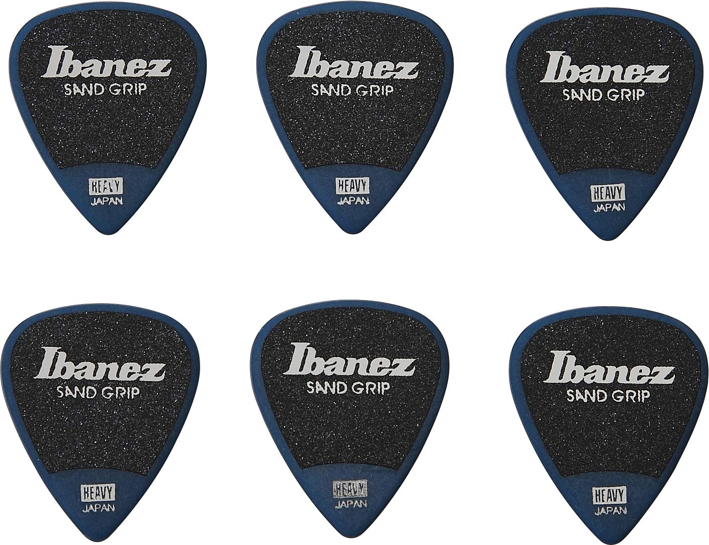 IBANEZ Flat Pick Sand Grip - Blue Pack of 6 (PPA14HSG-DB)