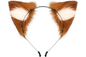QinRuan Cat Fox Faux Fur Ears Headband Cute Halloween Fancy Dress Cosplay Handmade Animal Furry Ears Hair Hoop
