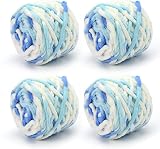 TSLBW Knitting Wool Yarn 4 x 100g Multi-Colored Soft Chunky Chenille Yarn view 3