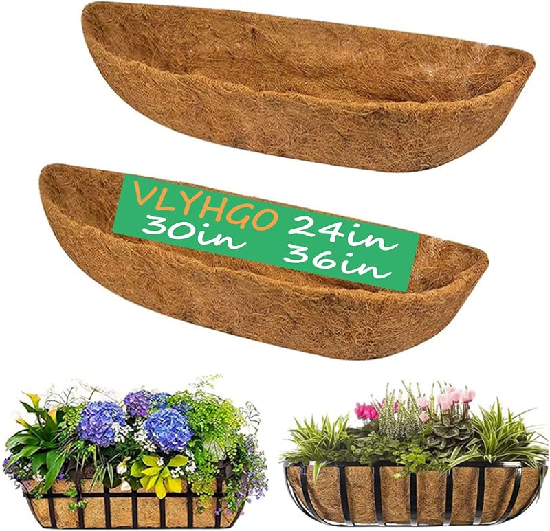 VLYHGO Coco Liner 30 Inch Wall Trough Liner for Wall Mounted Planters 2 Pack